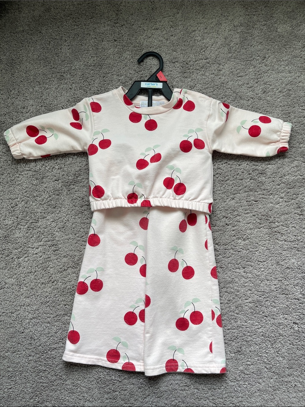 Rachel Zoe Cream and Red Cherry Print Kids Pajama Set